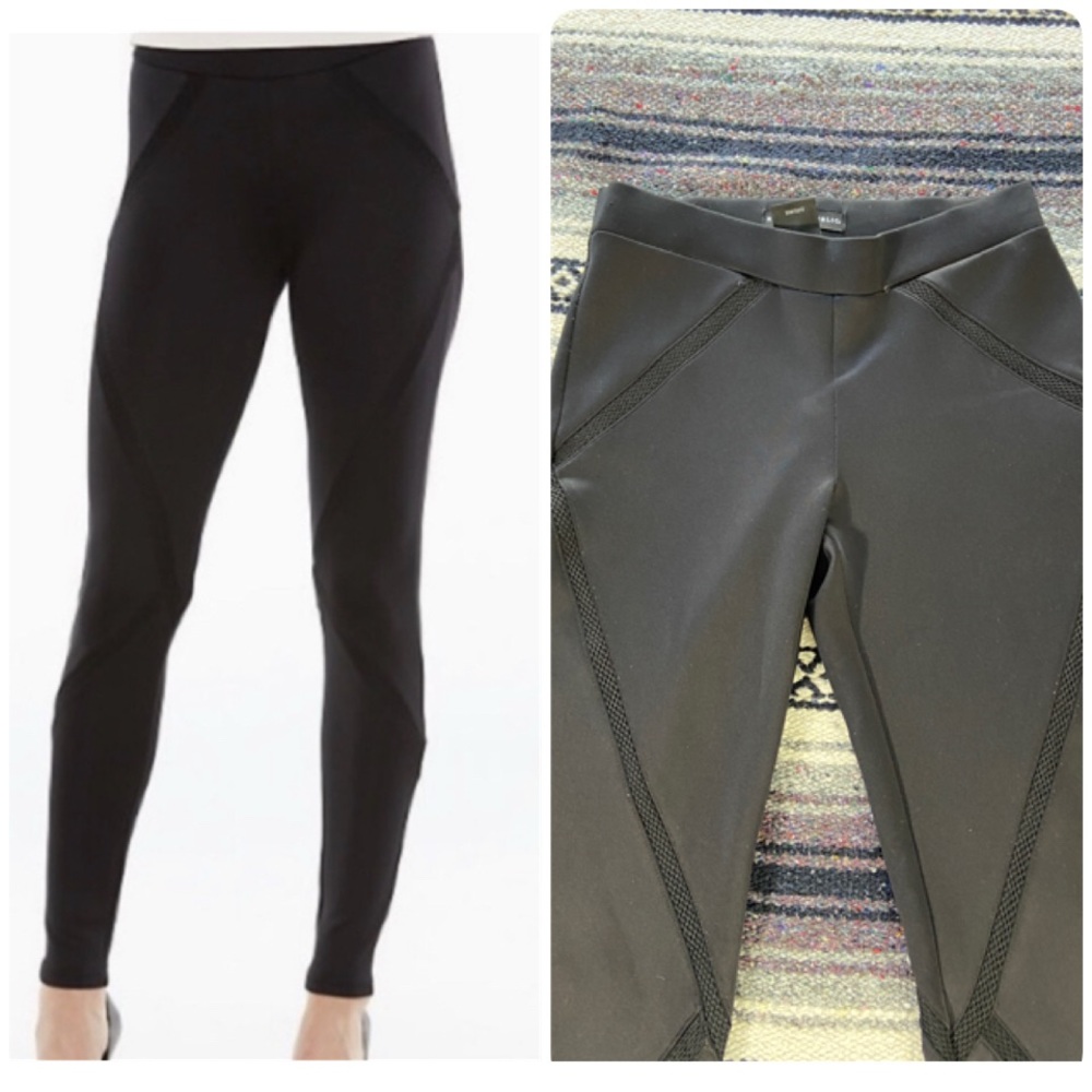 3/$12 Rock & Republic Black Leggings Stretch Pants Moto Mesh Detail Small Skinny